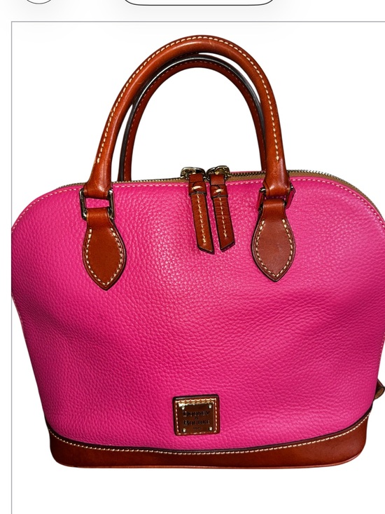 Dooney & Bourke Handbags - Dooney & Bourke Hot Pink Pebbled Leather Satchel with Brown Trim